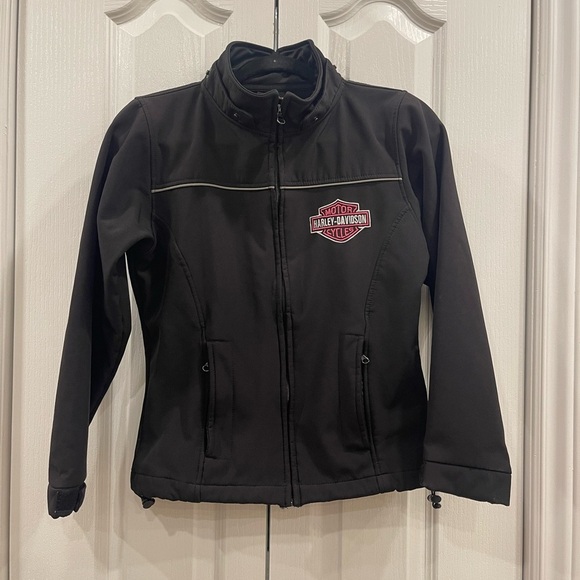 Harley-Davidson Women’s Black Softshell Jacket with Logo Zip Up Motorcycle Style - Picture 1 of 4